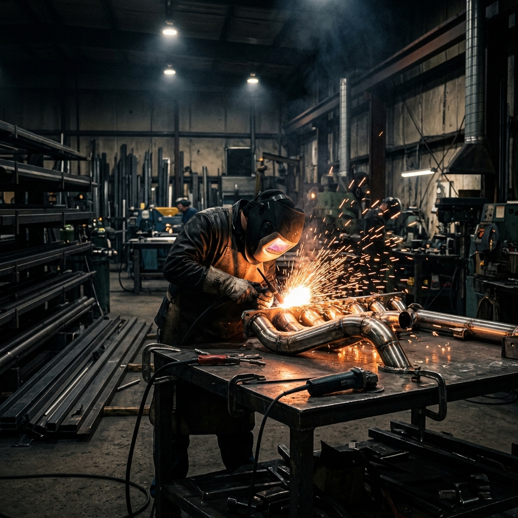 Stainless steel fabrication background